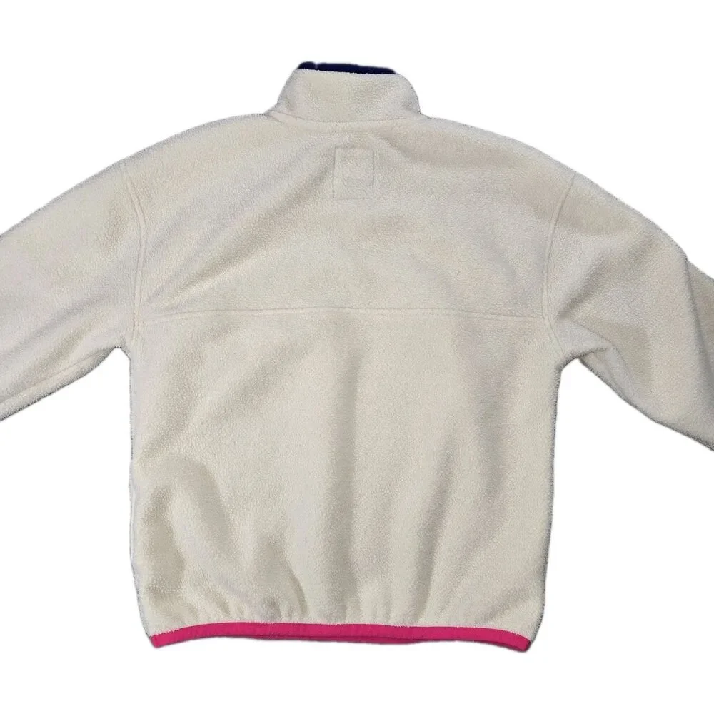Girls Gap Arctic Fleece Reissue Snap T Pullover Jacket Cream Large 10
